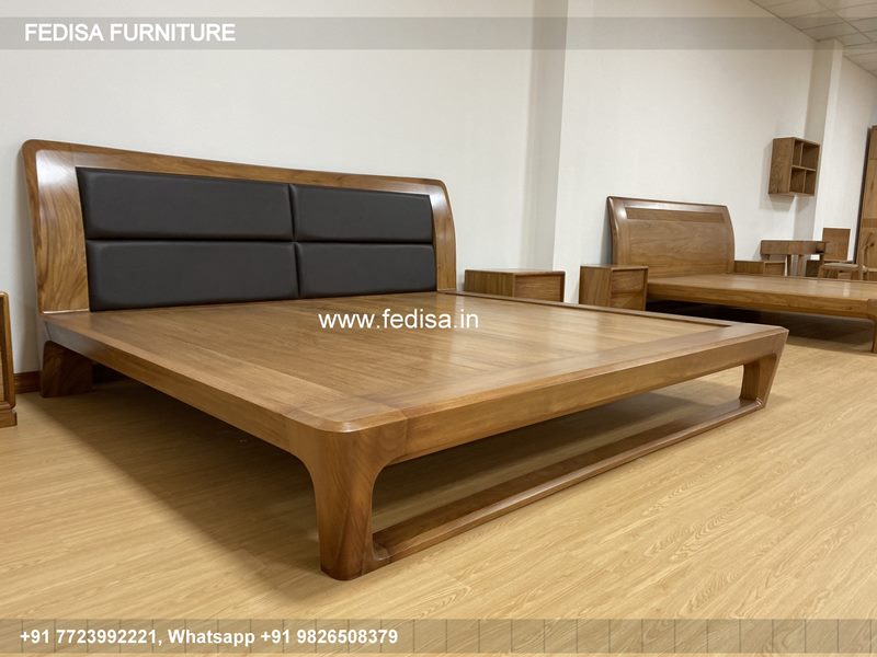 Wooden Bed Bedroom Wooden Interior Design Tall Double Bed Frame No-297