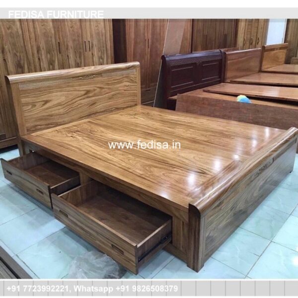Wooden Bed Wooden Almirah For Bedroom Scandi Double Bed Frame No-321