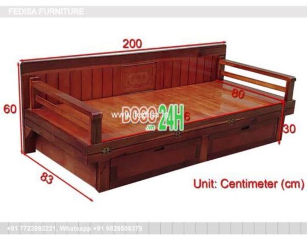 Wooden Bed Wooden Bedside Table Used Double Bed Frame No-347