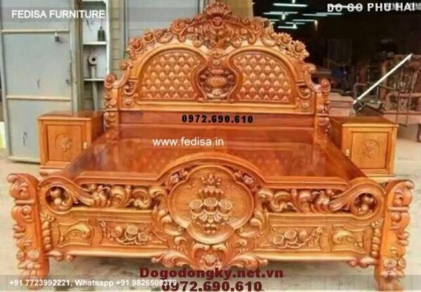 Wooden Bed Wooden Wardrobe Design Maharaja Bed Double Bed No-353