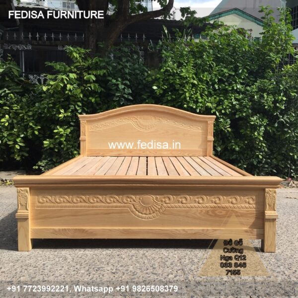 Wooden Bed Wooden Bedroom Interior Design Brown Double Bed No-359