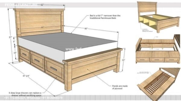 Wooden Bed Wooden Almirah Designs For Bedroom With Price Petite Double Beds No-367