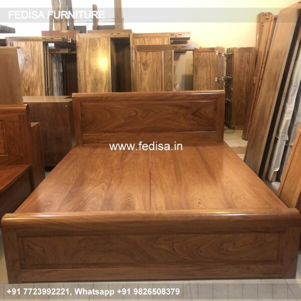 Wooden Bed Bed Back Design Wooden Double Bed With Dressing Table No-368