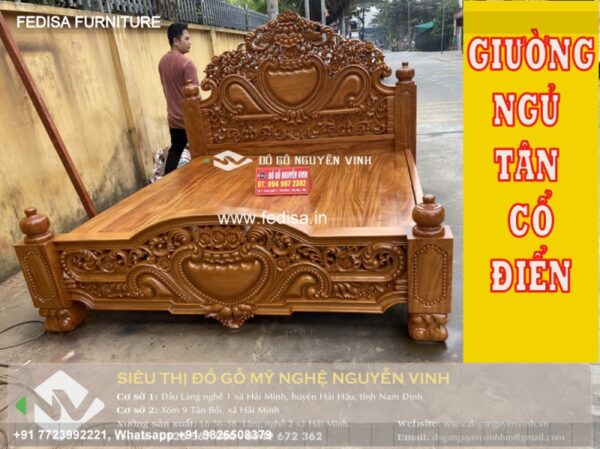 Wooden Bed Wooden Almirah With Dressing Table Bedroom Furniture No-383