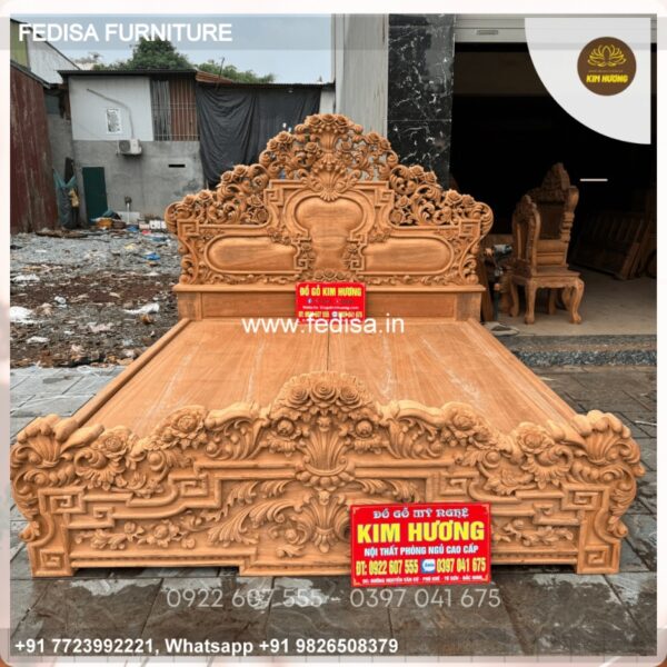Wooden Bed Bedroom Design Wooden Interior White Nightstand No-430