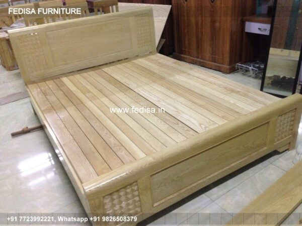Wooden Bed White Wooden Bed Frame Master Bedroom Design No-461