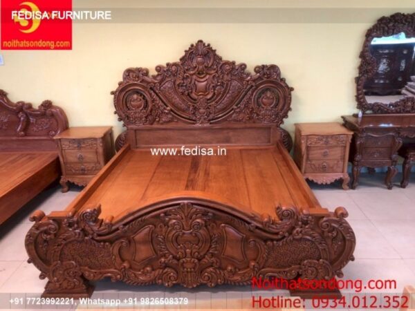 Wooden Bed Wooden Double Bed Frame Minimalist Bedroom No-464