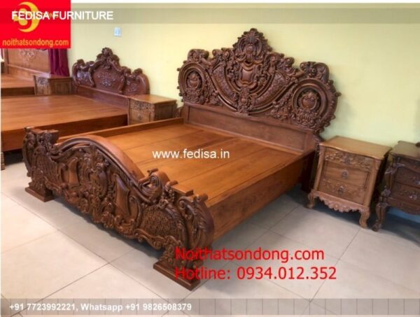 Wooden Bed White Wooden Double Bed Modern Bed Design No-465