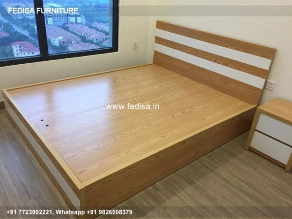 Wooden Bed White Wooden Bed Gray Bedroom No-525