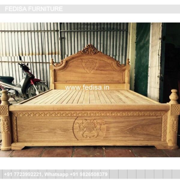 Wooden Bed Wooden Double Bed Frame Bohemian Bedroom No-596