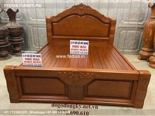 Wooden Bed Bed Back Wall Wooden Design Bed Decoration No-642