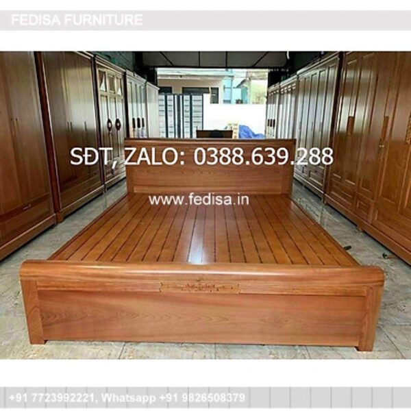 Wooden Bed Wooden Almirah With Dressing Table Double Bed Design Latest No-647
