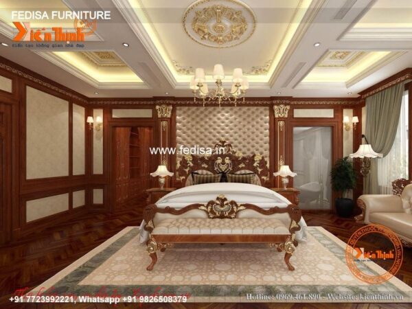 Wooden Bed Wooden Double Bed Purple Bedroom No-661