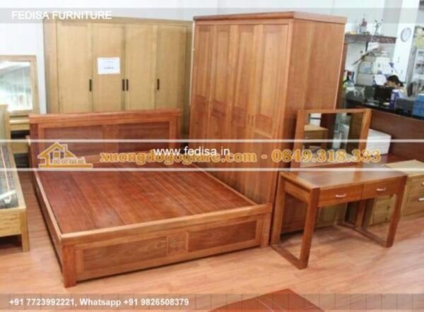 Wooden Bed White Wooden Bed Frame Double 3 Drawer Bedside Table No-666