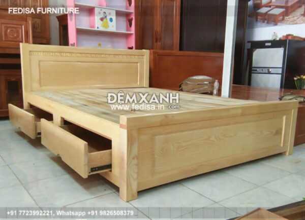 Wooden Bed White Wooden Single Bed Black Drawers No-687
