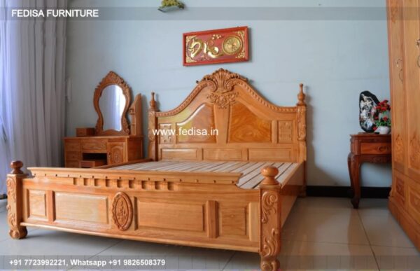 Wooden Bed Wooden Almirah With Dressing Table Guest Room Design No-713