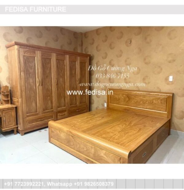 Wooden Bed White Wooden Bed Frame Dressing Table Chairs No-791