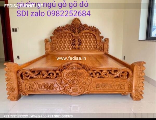 Wooden Bed White Wooden Double Bed Vanity Desk With Drawers No-795