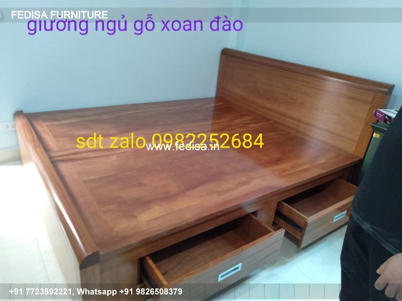 Wooden Bed Double Cot Wooden Bedroom Planner No-800