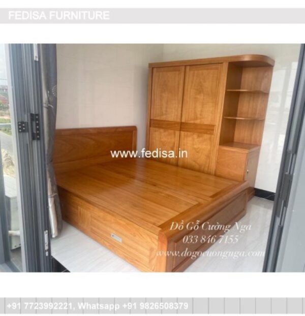 Wooden Bed Wooden King Size Bed Bedroom Closet No-813