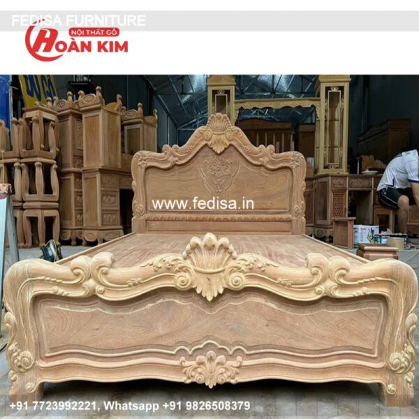 Wooden Bed Bedroom Interior With Wooden Flooring Vanity Table With Drawers No-822