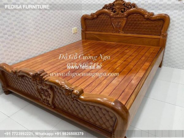 Wooden Bed Bed Back Design Wooden Gray Nightstand No-830