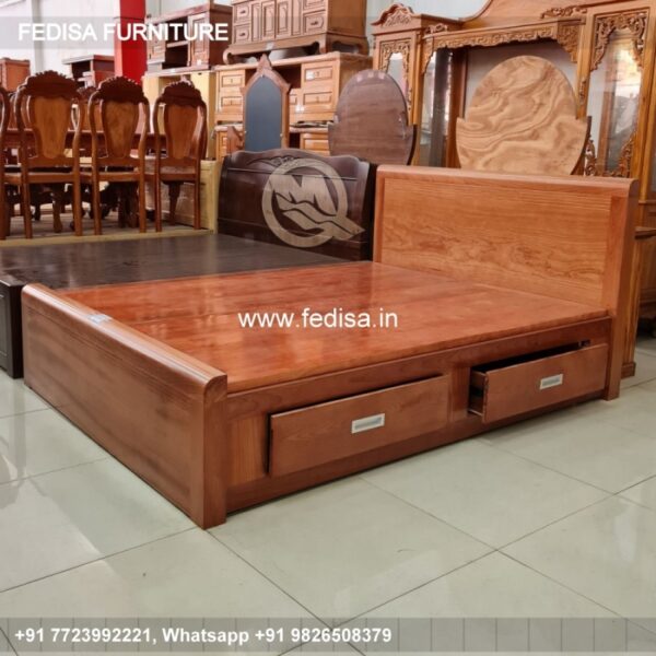Wooden Bed Wooden Chest Of Drawers White King Size Bed No-876