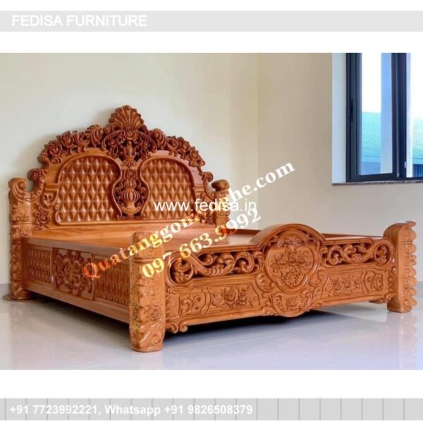 Wooden Bed Wooden Cabinet Designs For Bedroom Bed Back Wall Design No-907