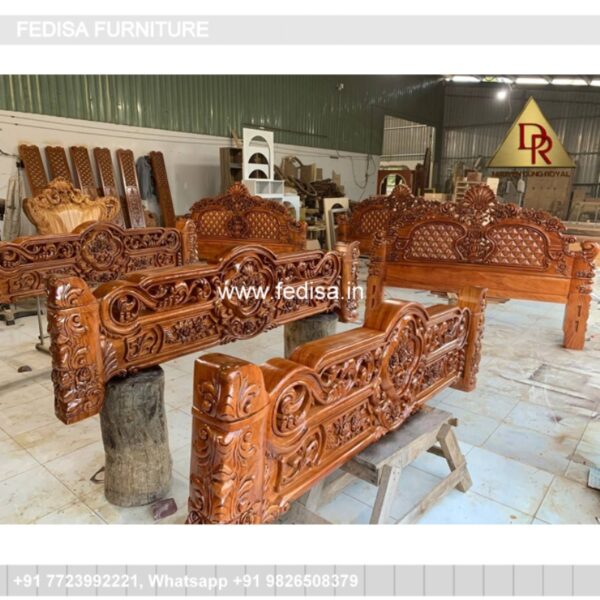 Wooden Bed Wooden Almirah With Dressing Table Design Antique Beds No-982