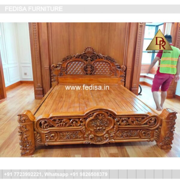 Wooden Bed White Wooden Bed Frame Guest Room Decor No-989