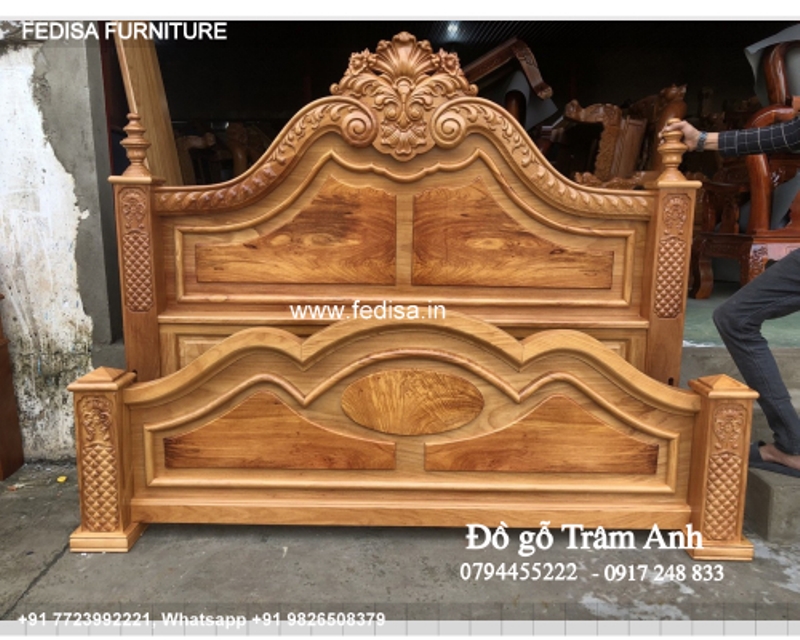 Wooden Bed Double Cot Wooden Full Double Bed Size No-998