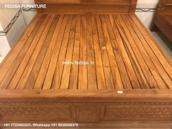 Wooden Bed Wooden Double Bed Frame Green And Gray Bedroom No-1058