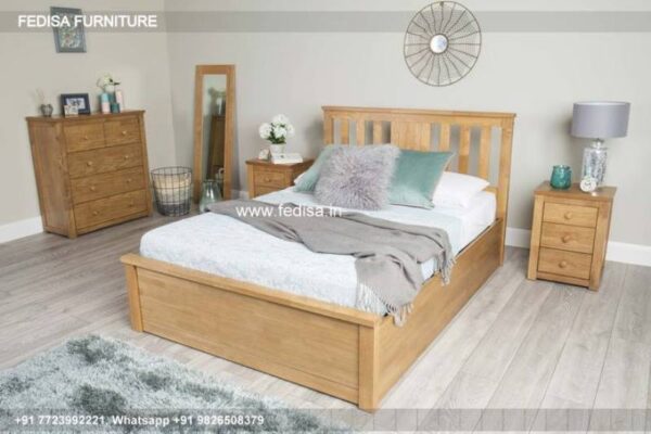 Wooden Bed Wooden King Size Bed Six Drawer Dresser No-1077