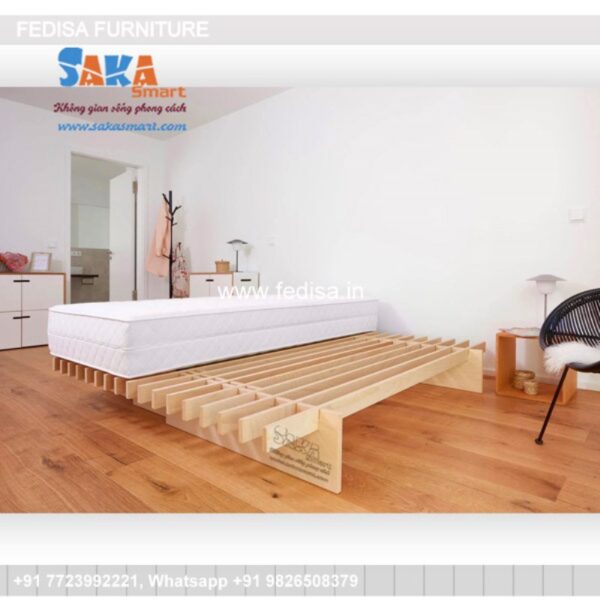 Wooden Bed White Wooden Single Bed Black Room Decor No-1083