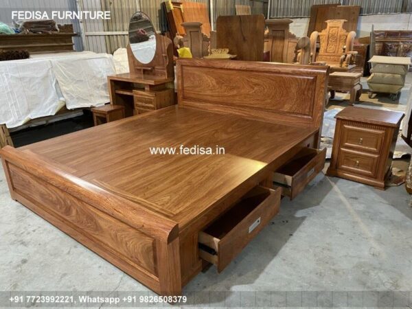 Wooden Bed Wooden Almirah For Bedroom Single Bed With Box No-1113