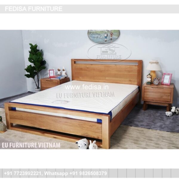 Wooden Bed Wooden Double Bed With Mattress Black And White Room Decor No-1132