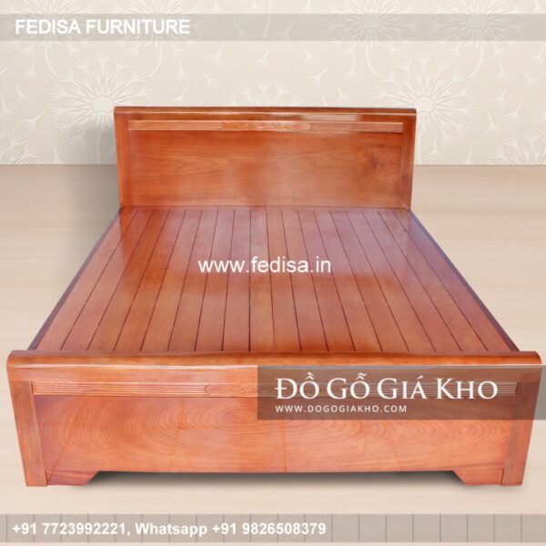 Wooden Bed Wooden Double Bed Frame With Storage Standing Mirror For Bedroom No-1134