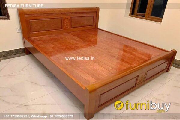 Wooden Bed Wooden Bedroom Interior Simple Double Bed Design No-1158