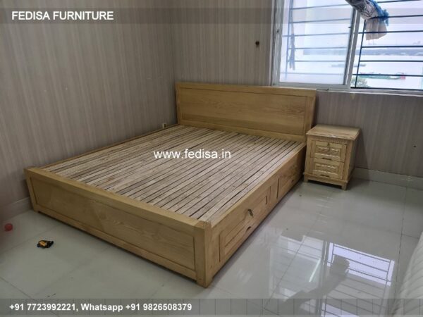 Wooden Bed Wooden Gray And White Bedroom No-1188