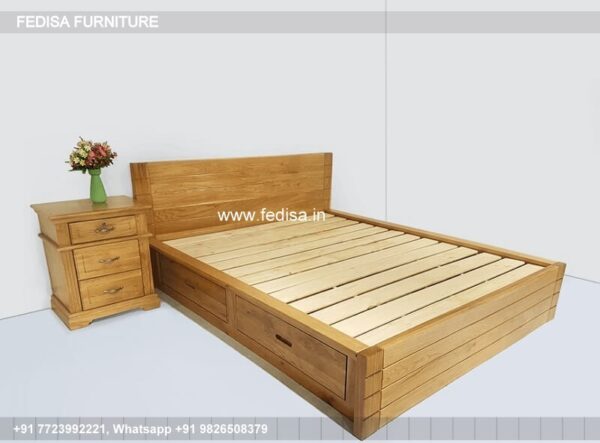 Wooden Bed Wooden Almirah With Dressing Table Design Blue Bedding Set No-1246
