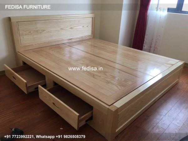 Wooden Bed Wooden Almirah Design Latest Modern King Size Bed No-1247