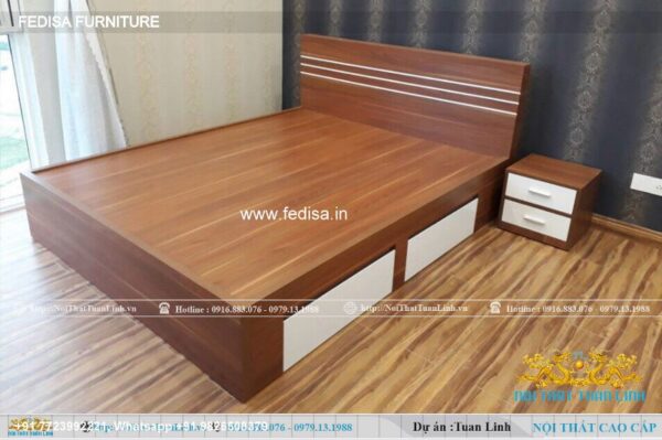 Wooden Bed Wooden Room Decor Black Painted Room No-1309