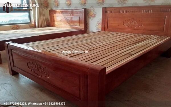 Wooden Bed White Wooden Bed Room Interior Design Bedroom No-1317
