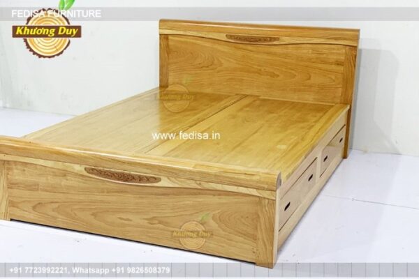 Wooden Bed White Wooden Double Bed Room Interior Ideas No-1323