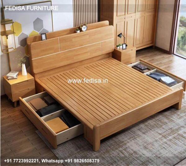 Wooden Bed White Wooden Bed Frame Double Room Style Ideas No-1326