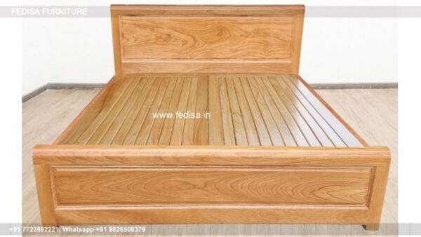 Wooden Bed Bed Back Design Wooden Simple Bedroom Interior No-1358