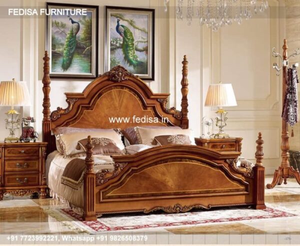 Wooden Bed Unique Wooden Bed Design Black Paint In Room No-1376