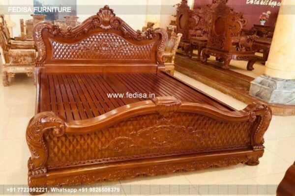 Wooden Bed White Wooden Bed Room Designing Ideas No-1383