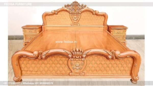 Wooden Bed Wooden Double Bed Frame Bedroom Cupboard Interior Design No-1388