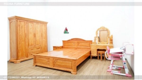 Wooden Bed Wooden Double Bed With Storage Paint For Sitting Room No-1393